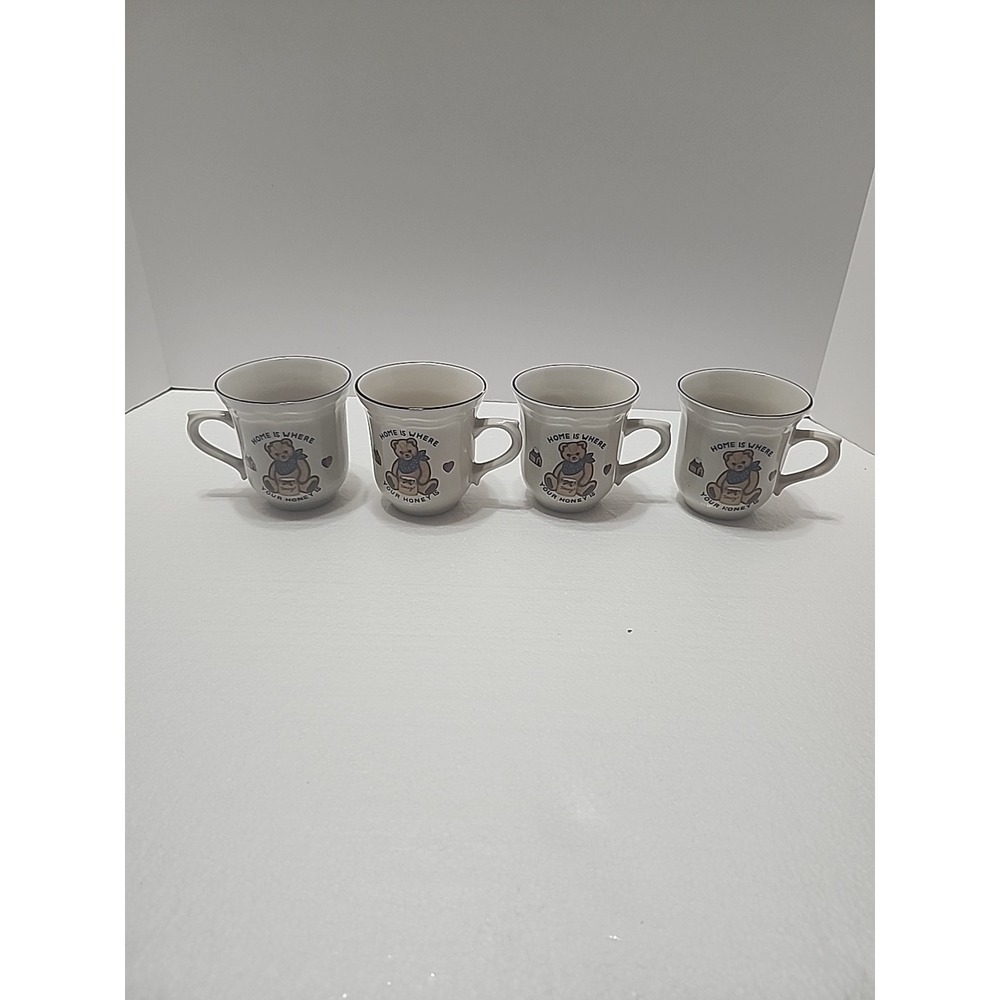 Cecil‎ Saydah Set Of 4 Mugs Vintage "Home is Where Your Honey Is"